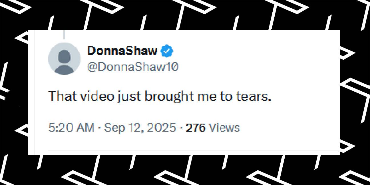 Reacción de un internauta al ver a Erika Kirk por primera vez desde la muerte de Charlie Kirk, publicada el 12 de septiembre de 2025: "Ese video me hizo llorar". | Fuente: X/DonnaShaw10