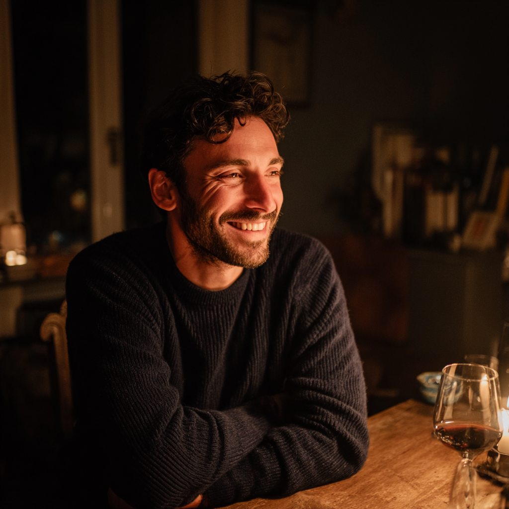 Un hombre sonriendo ampliamente | Fuente: Midjourney