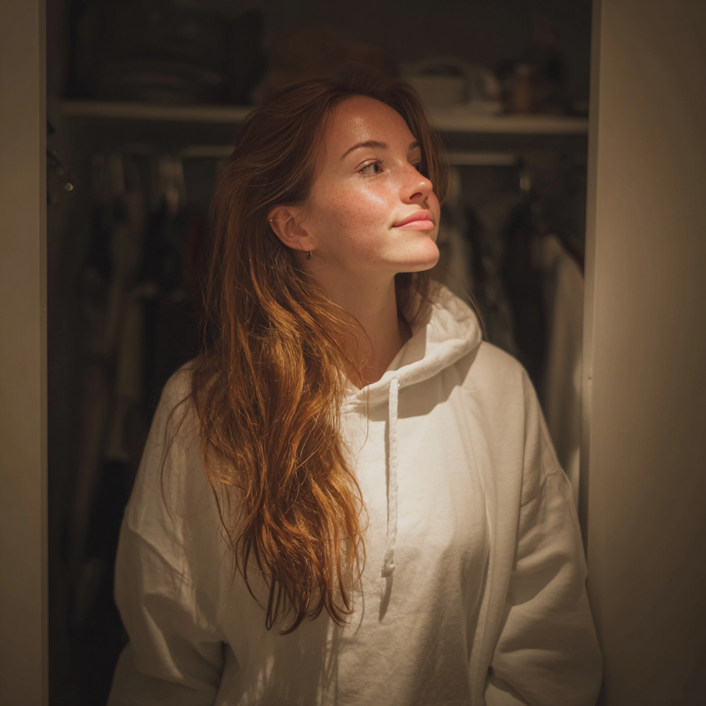 Una mujer delante de un armario | Fuente: Midjourney