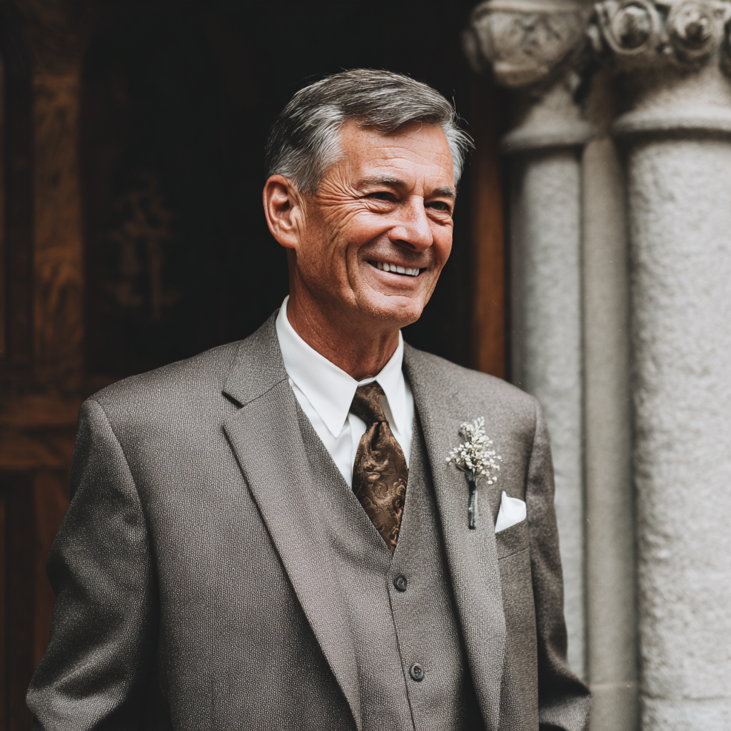 Un hombre sonriente vestido de traje | Fuente: Midjourney