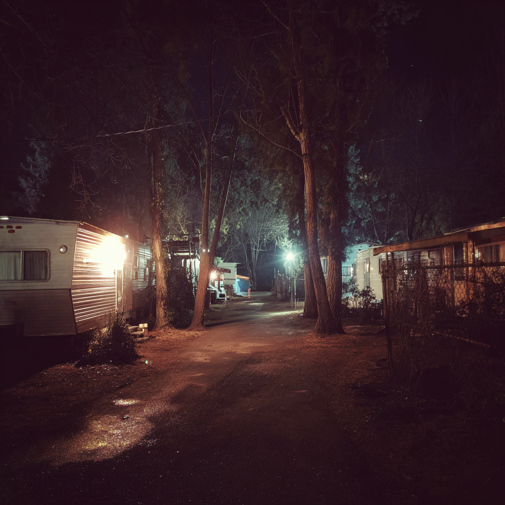 Un parque de caravanas por la noche | Fuente: Midjourney