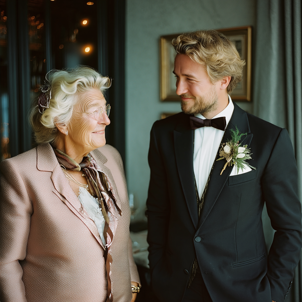 Un hombre feliz hablando con una mujer | Fuente: Midjourney