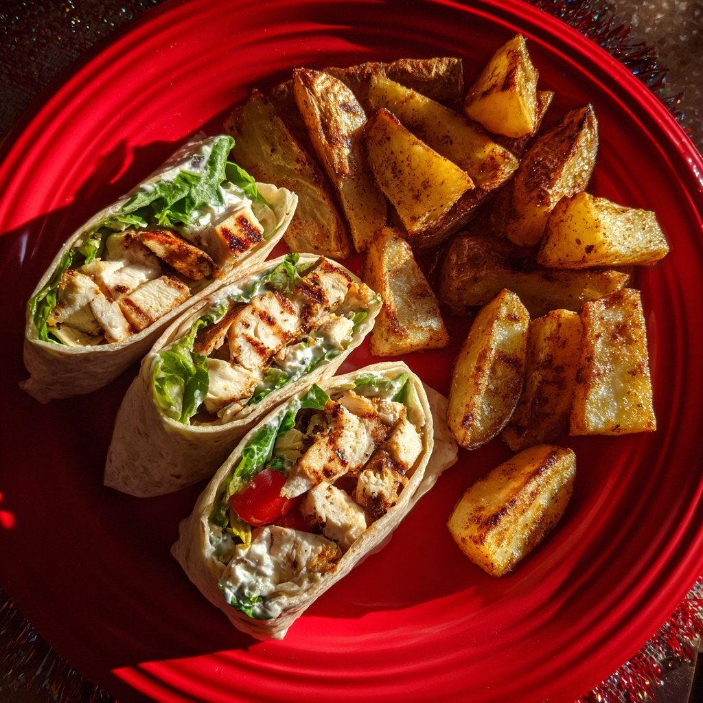 Comida en un plato rojo | Fuente: Midjourney
