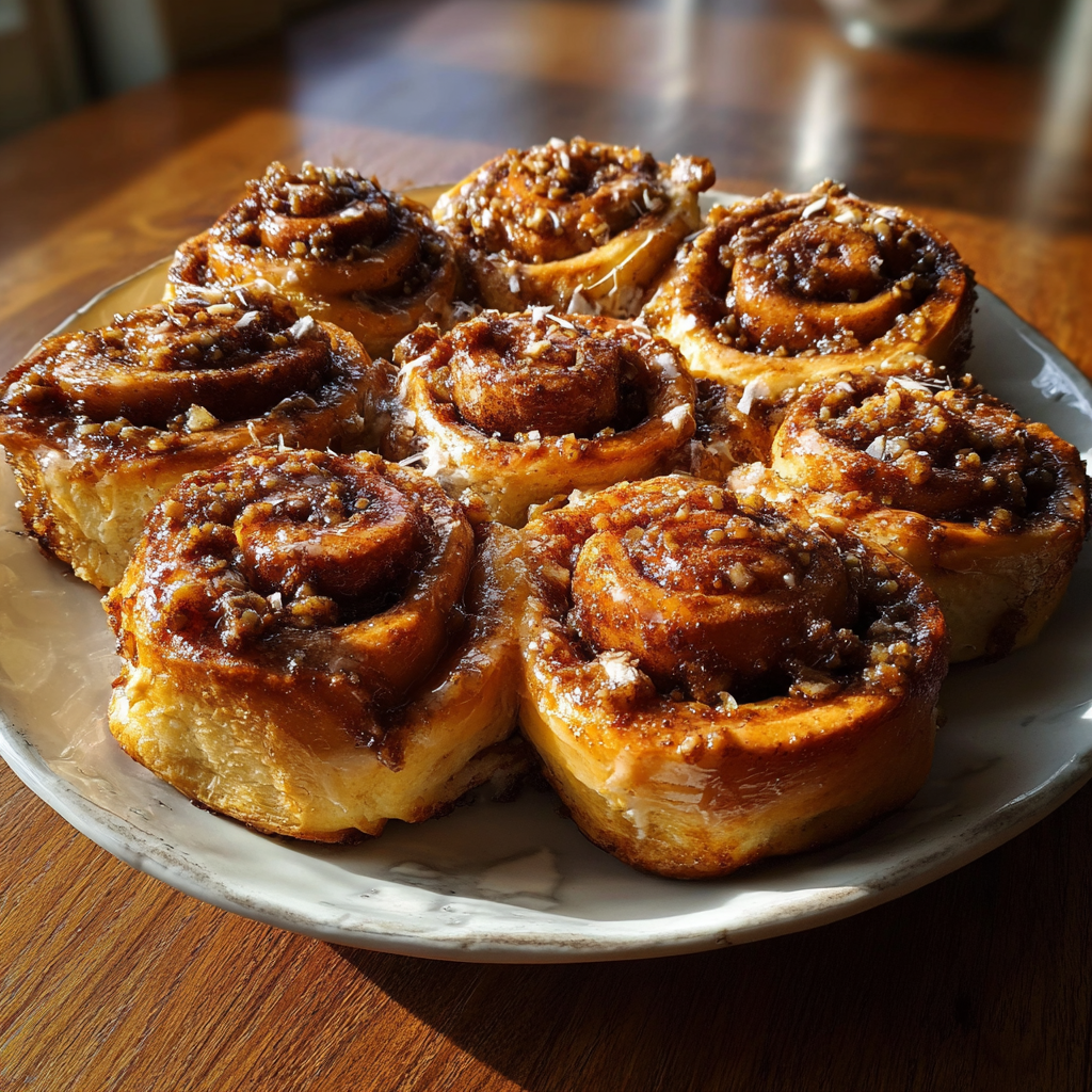 Una bandeja de bollos de canela | Fuente: Midjourney