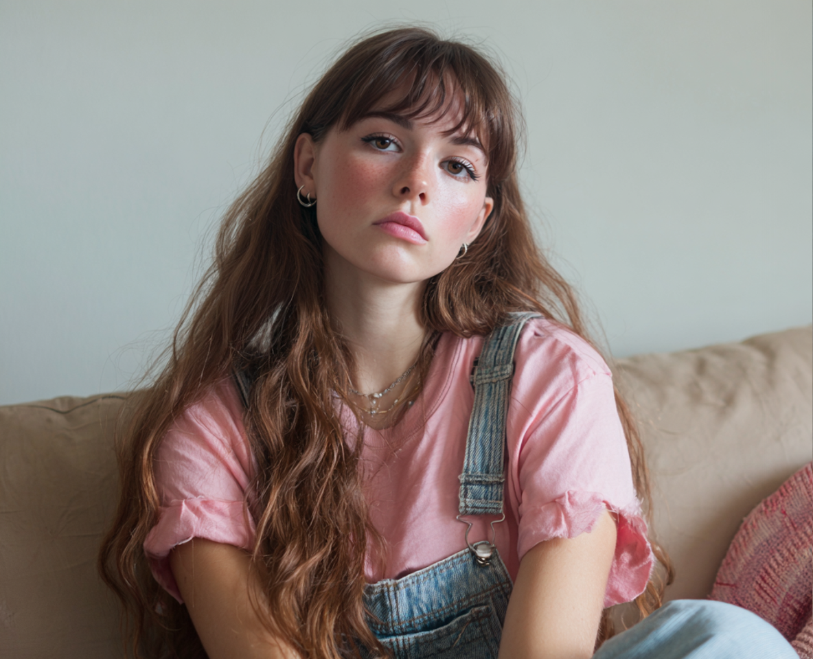 Una mujer pensativa sentada en un sofá | Fuente: Midjourney