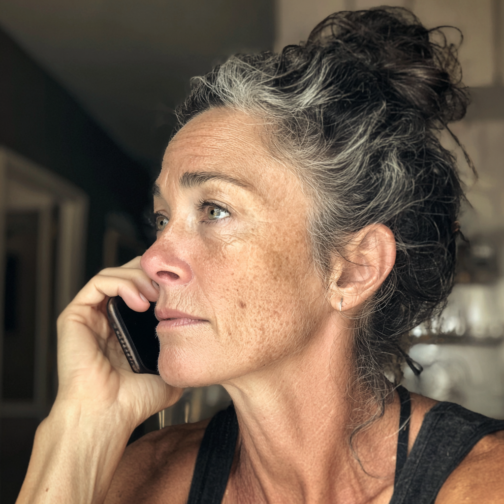 Una mujer mayor hablando por teléfono | Fuente: Midjourney