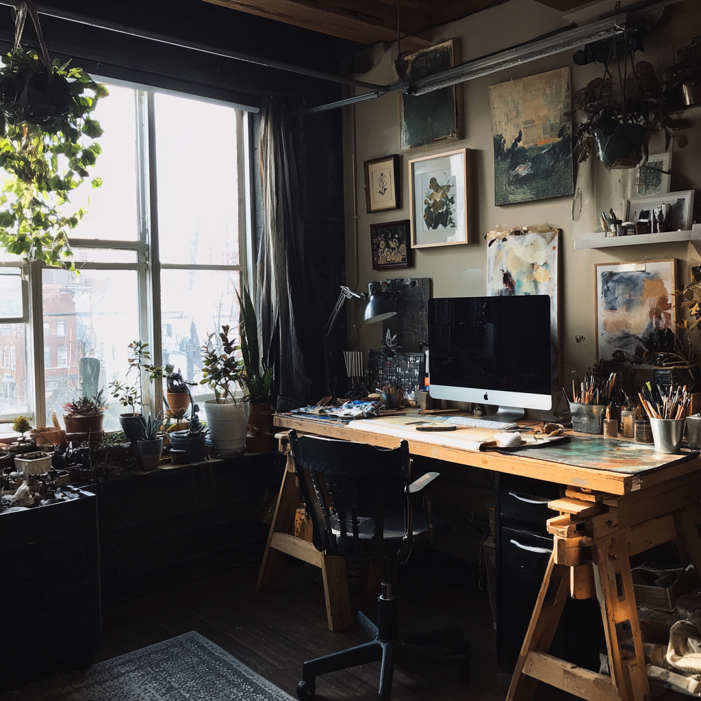 El interior de una oficina en casa | Fuente: Midjourney