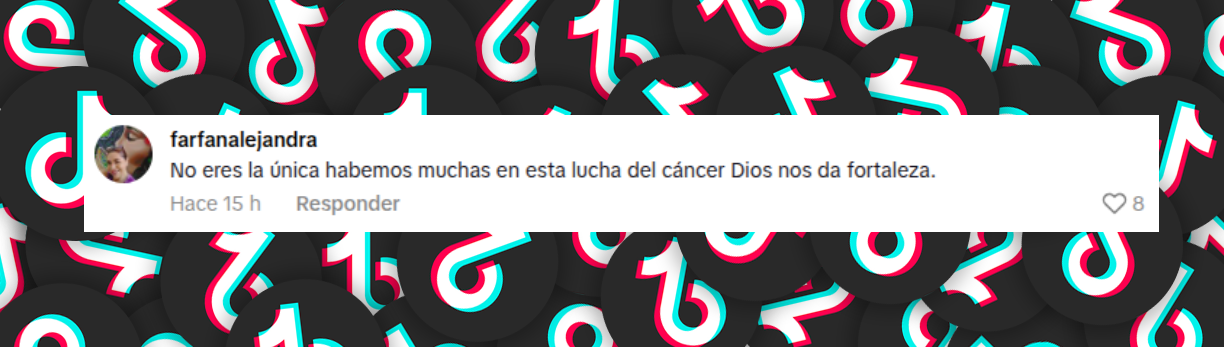 Comentario de una usuaria: "No eres la única, habemos muchas en esta lucha del cáncer, Dios nos da fortaleza". | Foto: TikTok/famososunivision