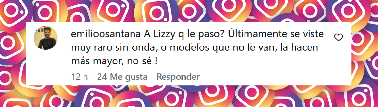 Comentario de un usuario sobre el atuendo de Lizy Tagliani para los Premios Pinti | Fuente: Instagram/eltrecetv