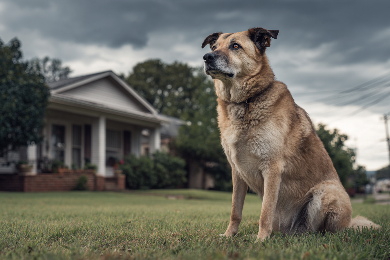 Un perro sentado erguido | Fuente: Midjourney