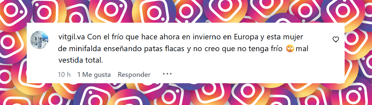 Comentario de una persona sobre el atuendo que lució Fernanda Gómez para la Semana de la Moda | Fuente: Instagram/quiencom