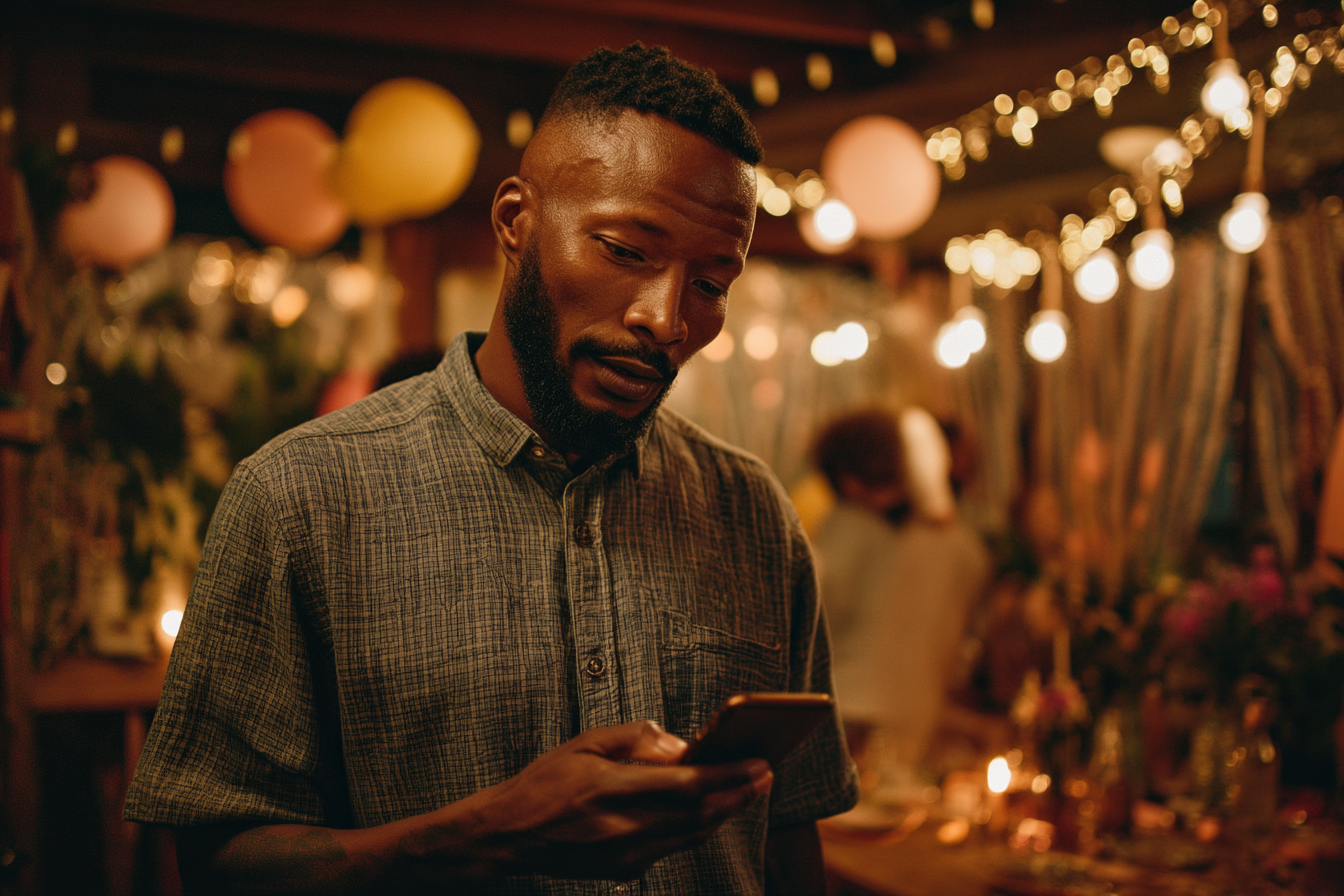 Un hombre usando su teléfono | Fuente: Midjourney