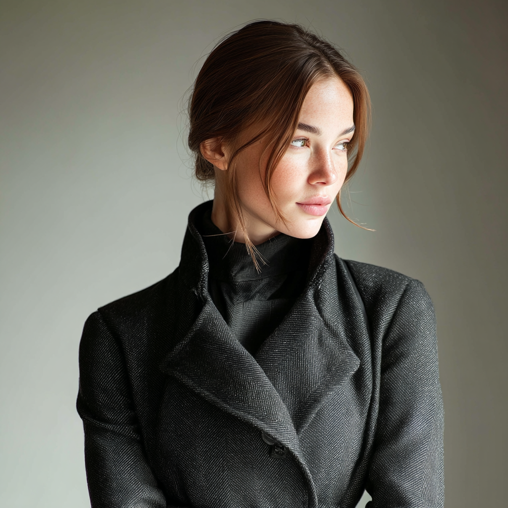 Una mujer elegante con abrigo | Fuente: Midjourney