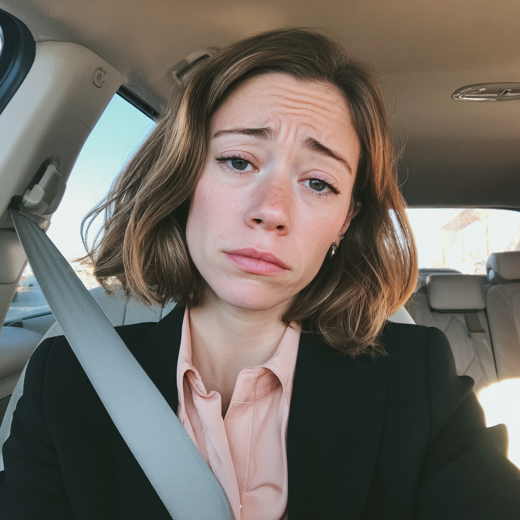 Una mujer emotiva con una americana negra | Fuente: Midjourney