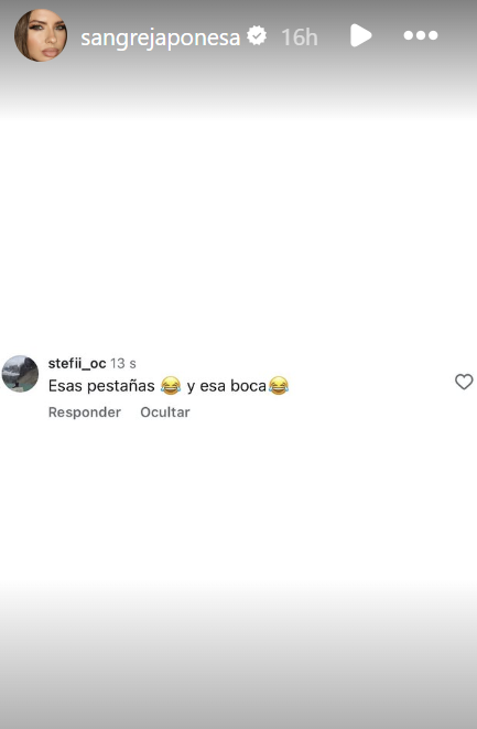 Eugenia "La China" Suárez compartió la captura de un comentario que dejaron el su publicación | Fuente: Instagram Stories/sangrejaponesa