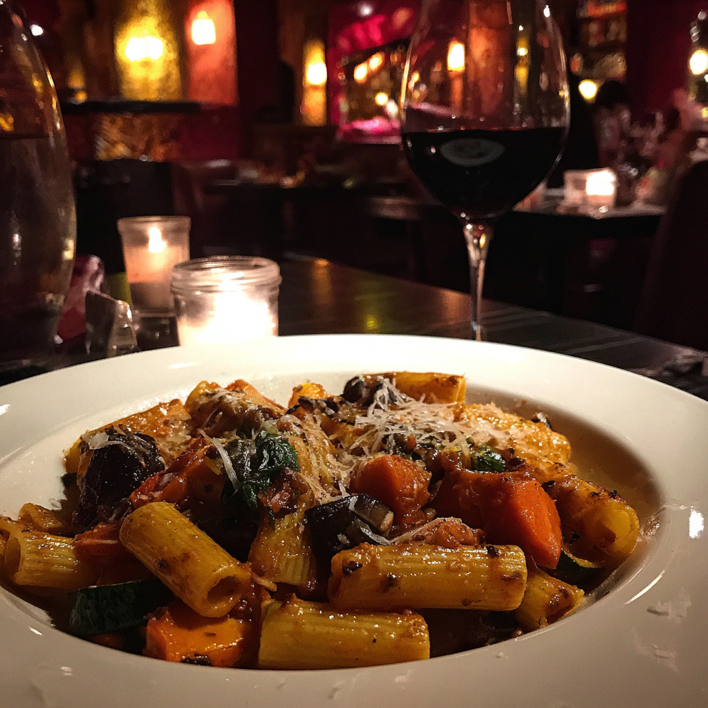 Un plato de pasta en un restaurante | Fuente: Midjourney