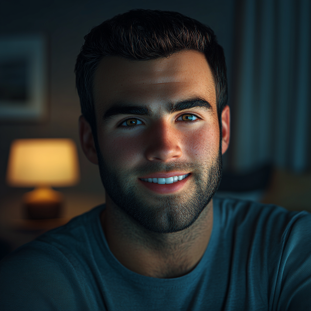 Un hombre encantado sonriendo | Fuente: Midjourney