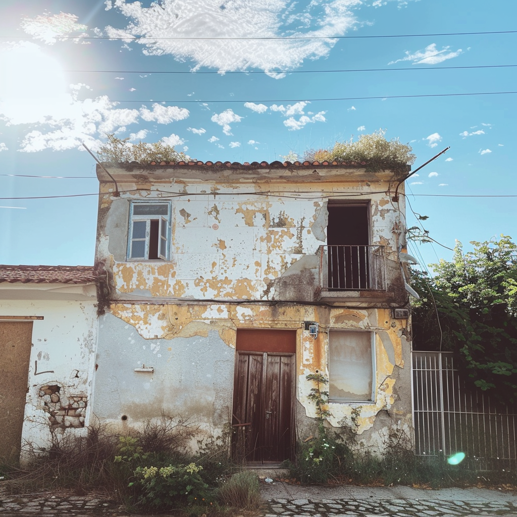 Una casa en ruinas y abandonada | Fuente: Midjourney