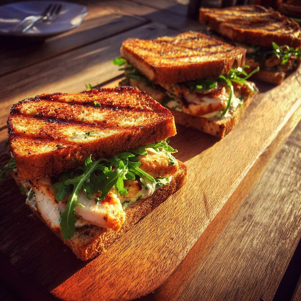 Bocadillos tostados sobre una mesa | Fuente: Midjourney