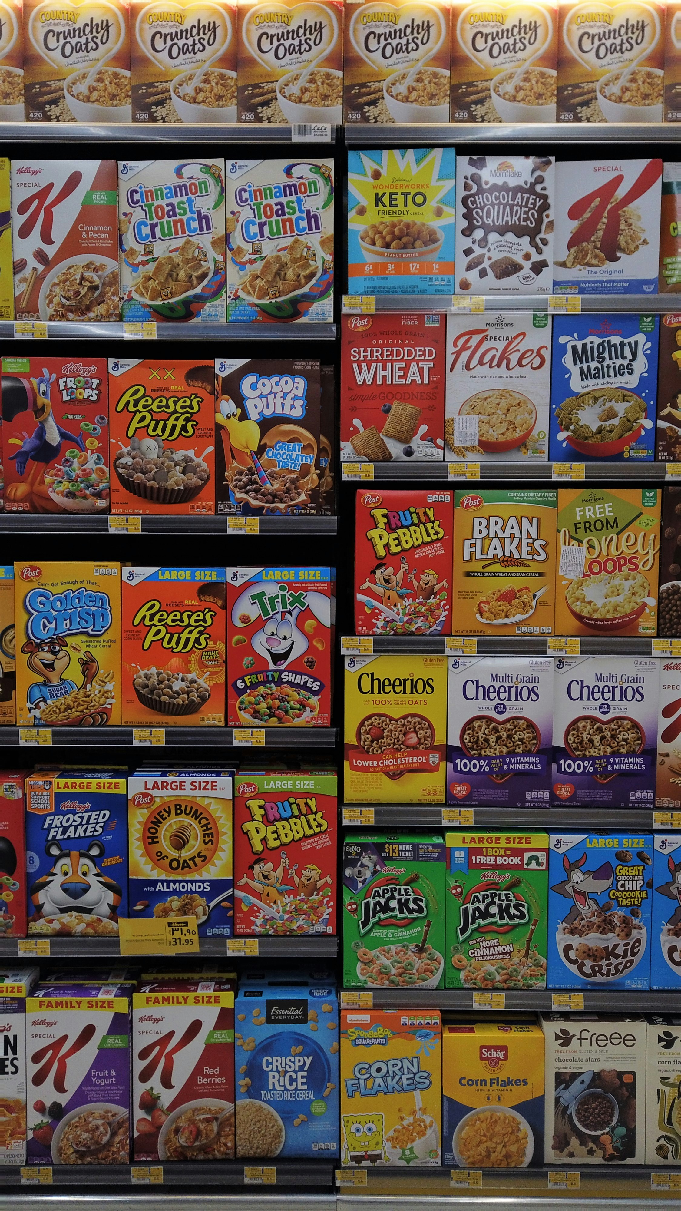 Un pasillo de cereales en una tienda | Fuente: Unsplash