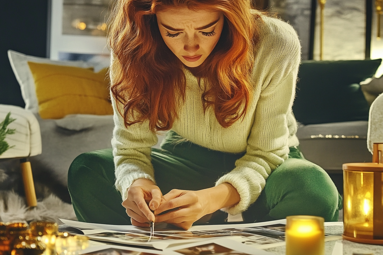 Una mujer mirando un álbum de fotos | Fuente: Midjourney