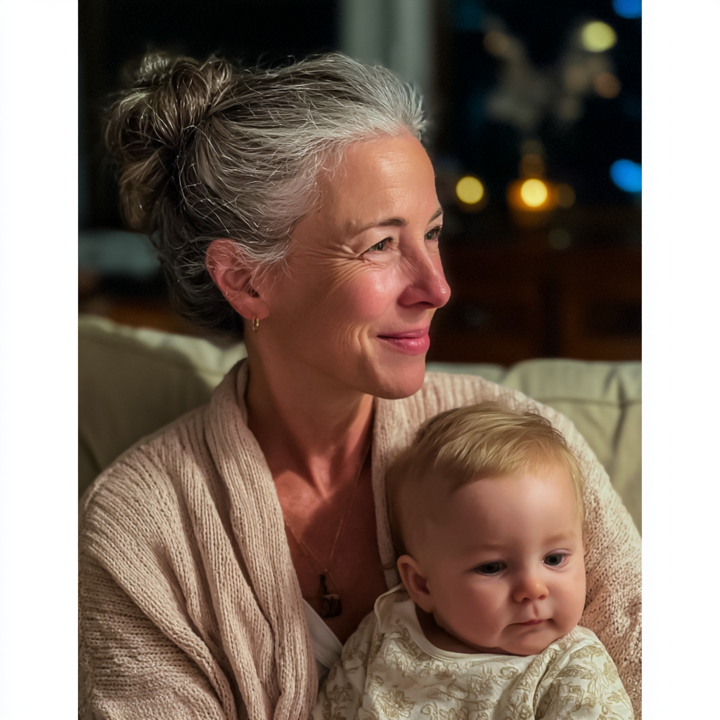 Una mujer sonriente con un bebé en brazos | Fuente: Midjourney