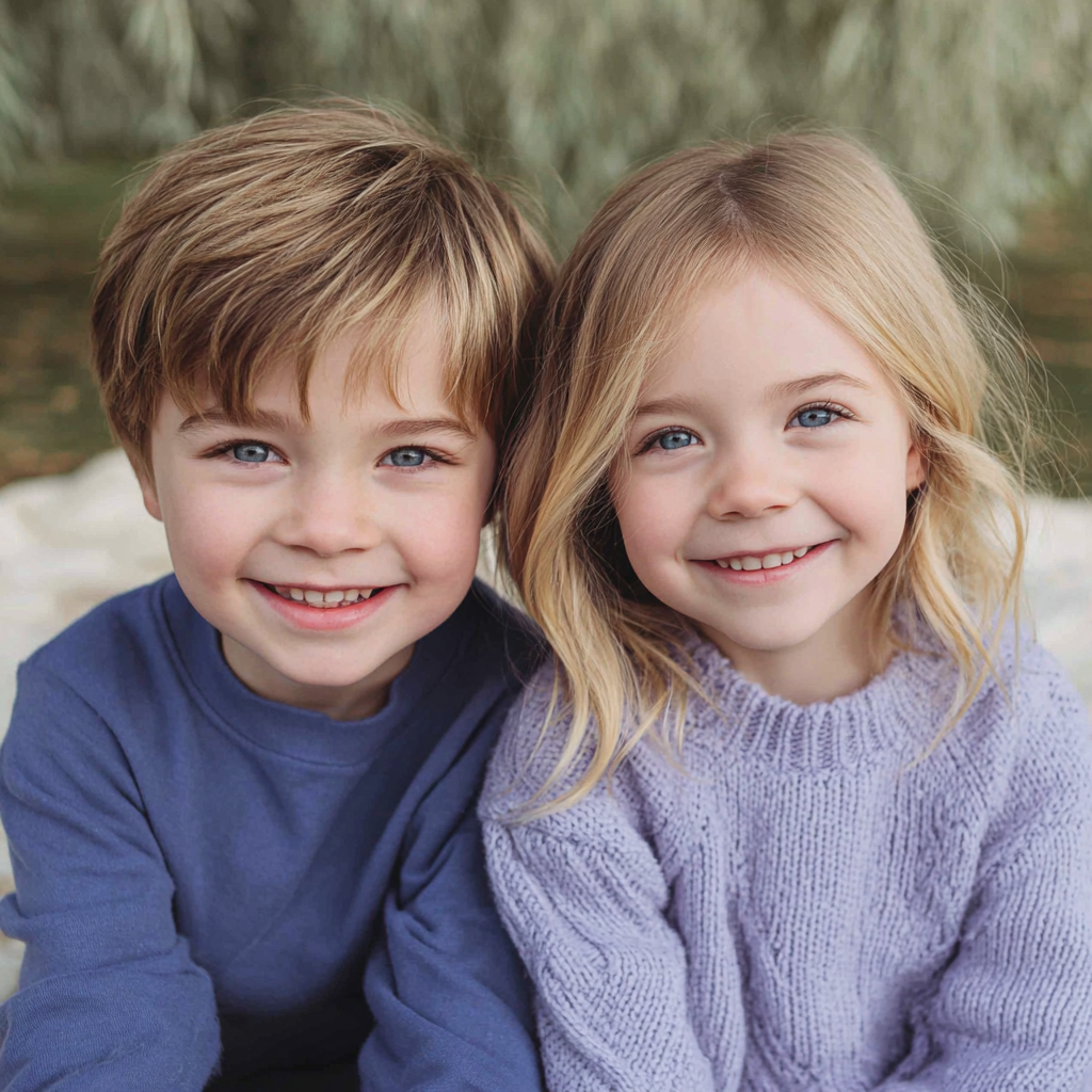 Niños sonrientes sentados juntos | Fuente: Midjourney