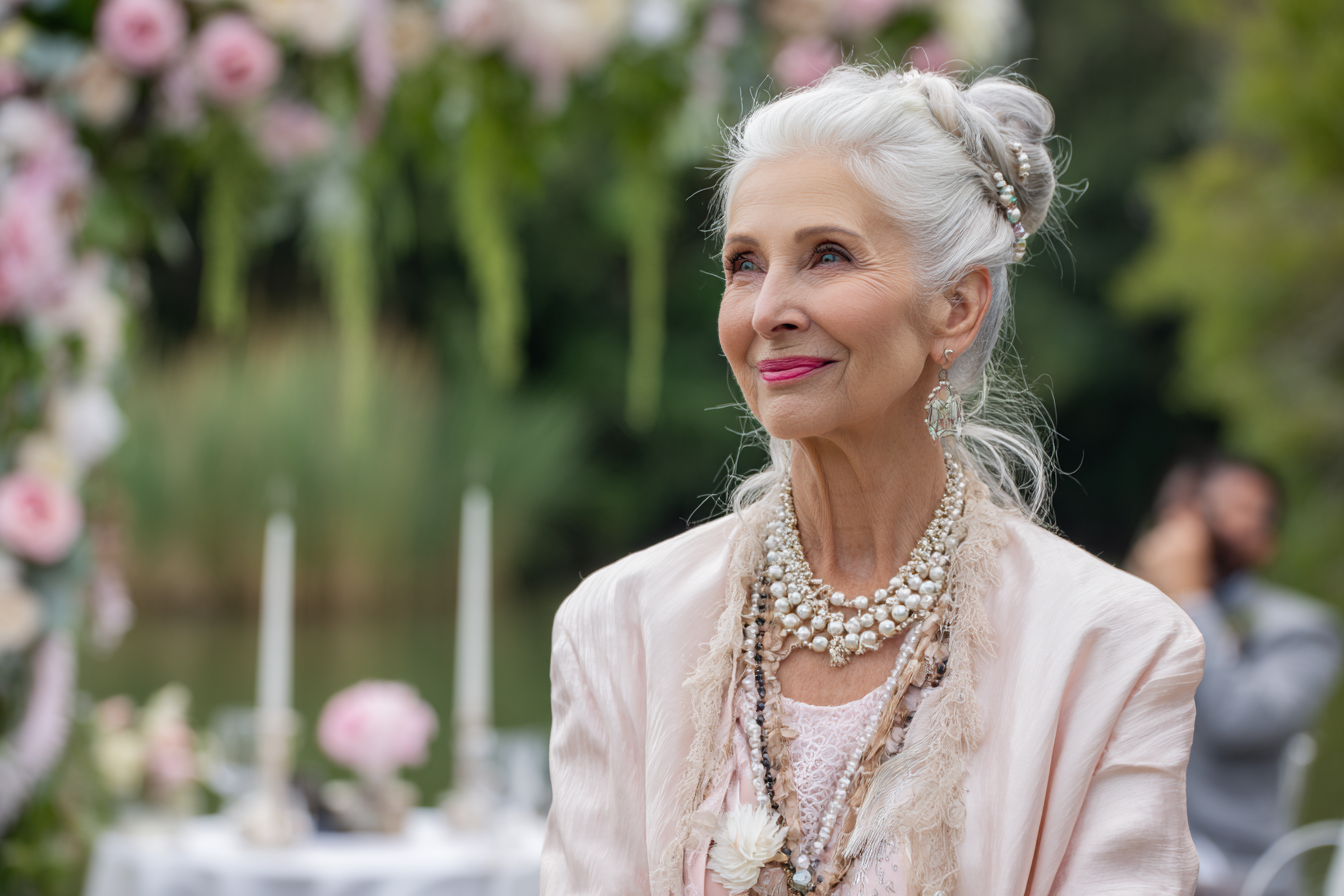 Una mujer mayor sonriendo | Fuente: Midjourney