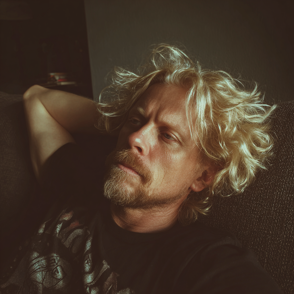 Un hombre tumbado en un sofá | Fuente: Midjourney