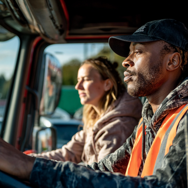 Un hombre y una mujer en un vehiculo | Fuente: Midjourney