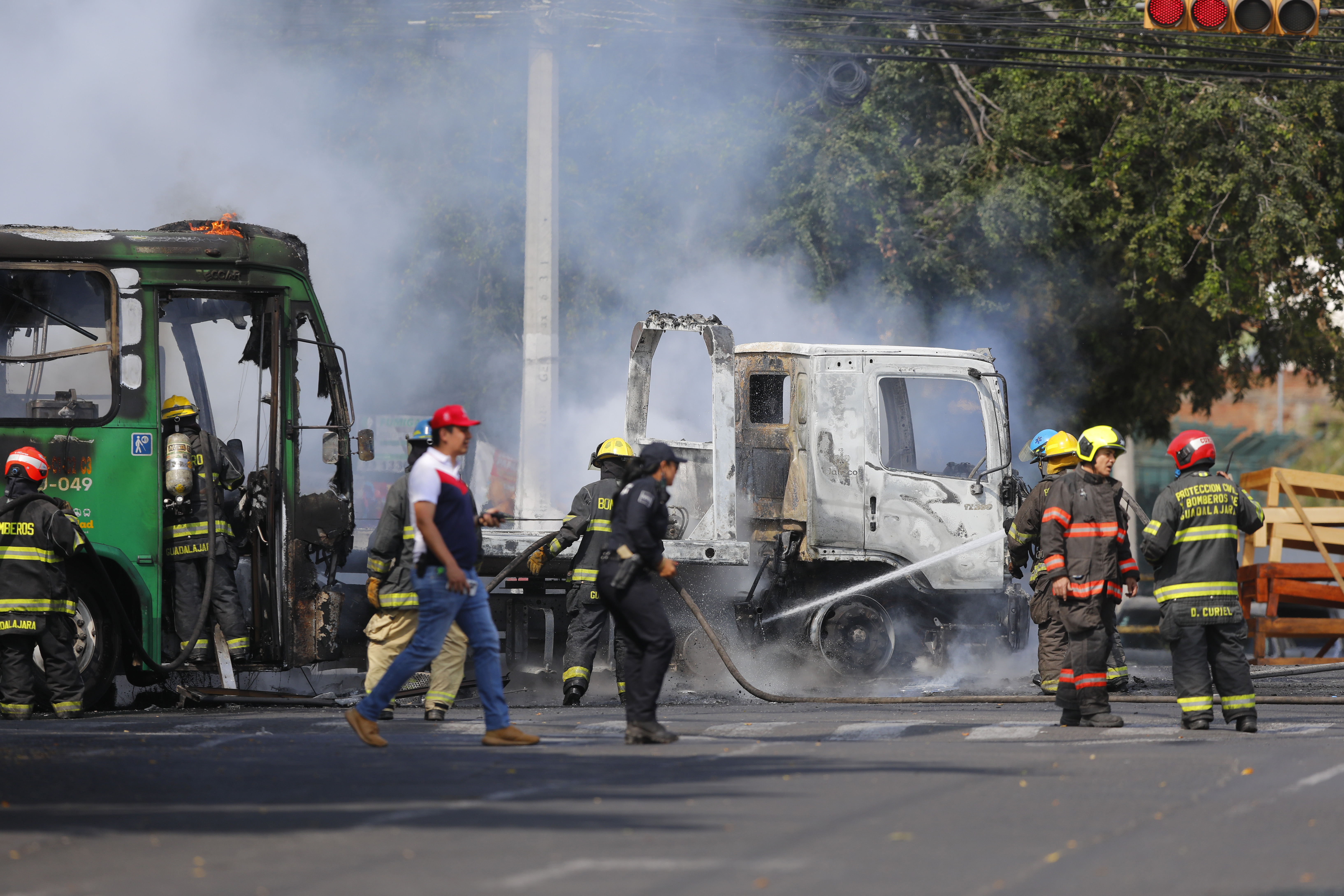 Vista del lugar donde tropas del Ejército Mexicano abatieron a Nemesio Oseguera Cervantes, conocido como "El Mencho", durante un operativo federal en Guadalajara, Jalisco, México, el 22 de febrero de 2026. | Fuente: Getty Images