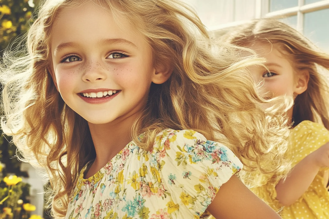 Dos niñas jugando al aire libre | Fuente: Midjourney