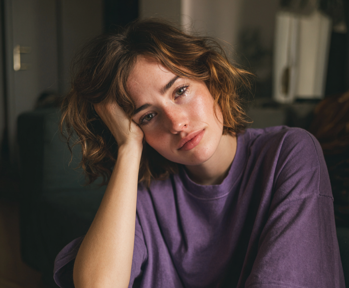 Un primer plano de una mujer emocional | Fuente: Midjourney