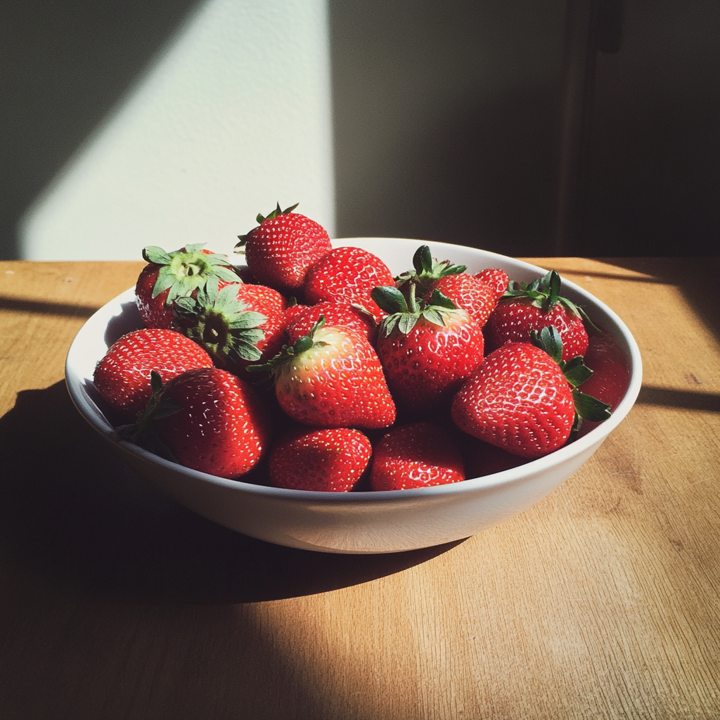 Un cuenco de fresas sobre una mesa | Fuente: Midjourney