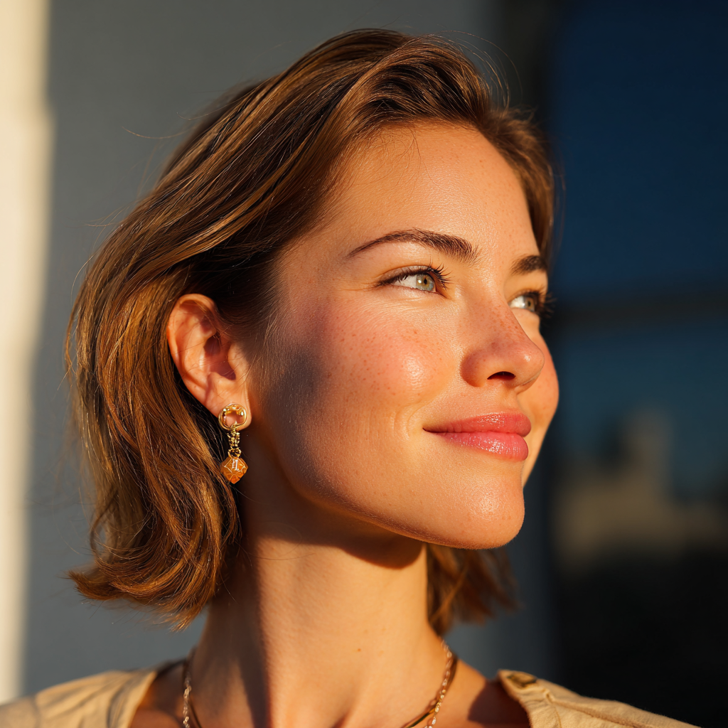 Una mujer sonriente en el exterior | Fuente: Midjourney