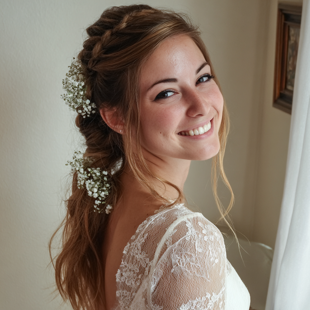 Una novia sonriente | Fuente: Midjourney