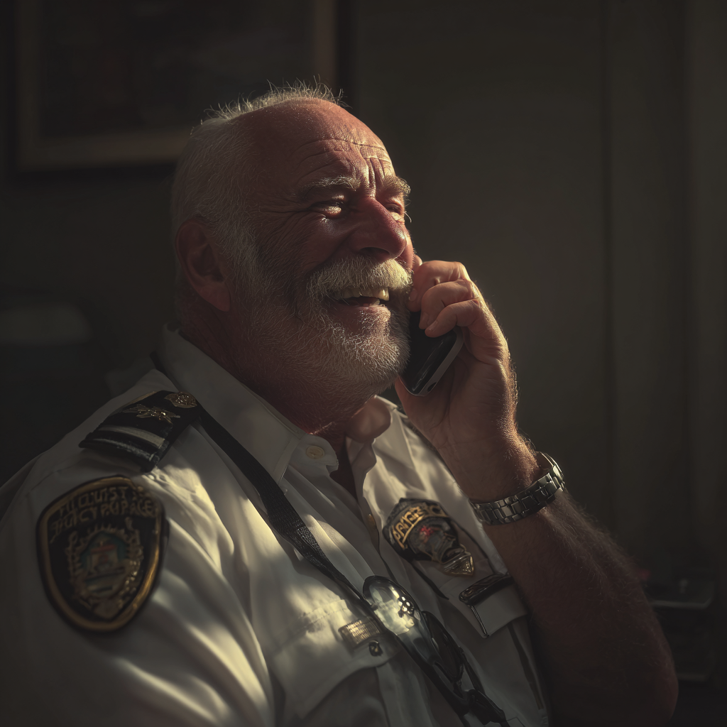 Un agente de policía hablando por teléfono | Fuente: Midjourney