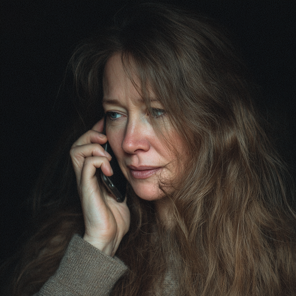 Primer plano de una mujer hablando por teléfono | Fuente: Midjourney