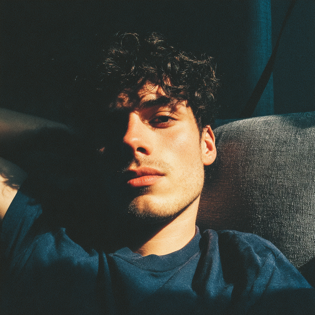 Un hombre sentado en un sofá | Fuente: Midjourney