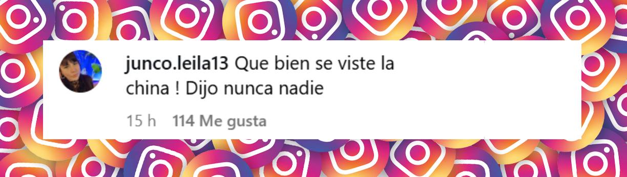 Comentario de una usuaria sobre el look de "La China" Suárez | Fuente: Instagram/sangrejaponesa