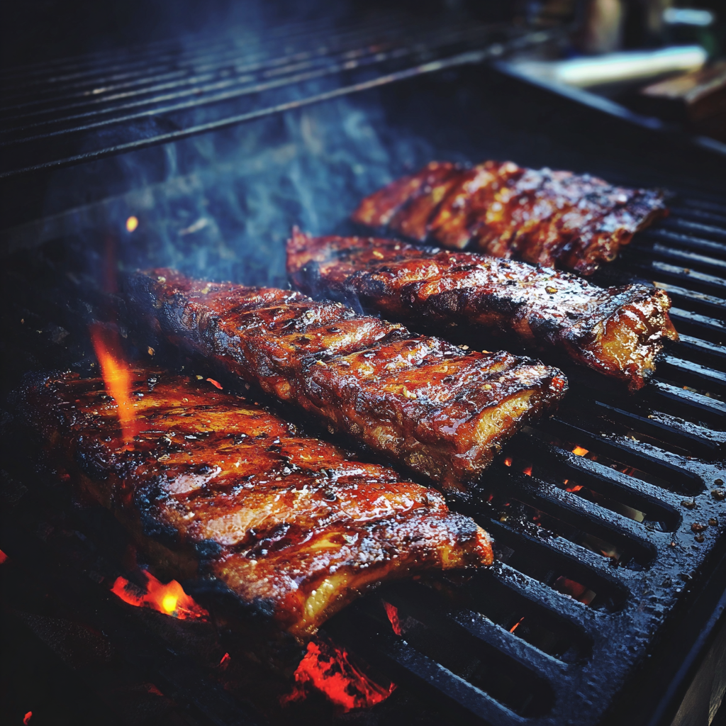 Costillas en una parrilla | Fuente: Midjourney