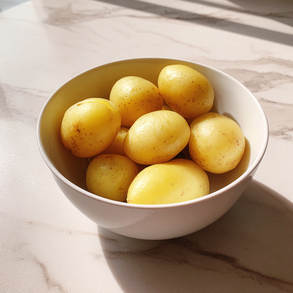Un cuenco de patatas en la encimera de la cocina | Fuente: Midjourney
