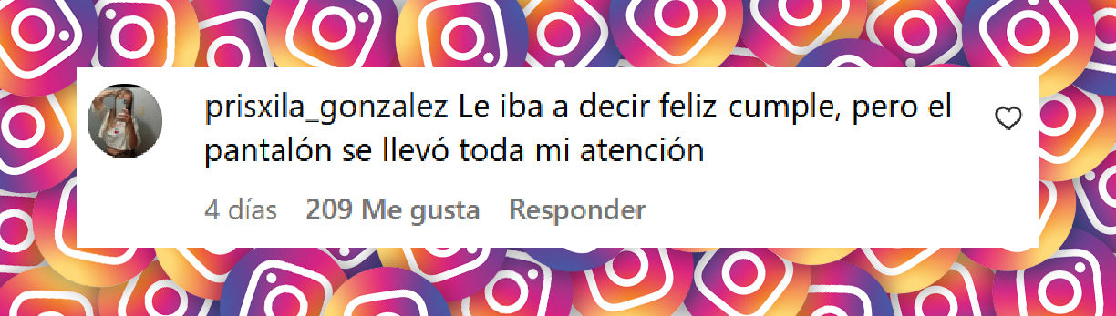 Comentario de una usuaria en el video del cumpleaños de Cinthia Fernández sobre el pantalón de Roberto Castillo | Fuente: Instagram/cinthia_fernandez_
