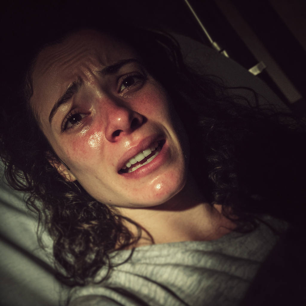 Un primer plano de una mujer emocional | Fuente: Midjourney