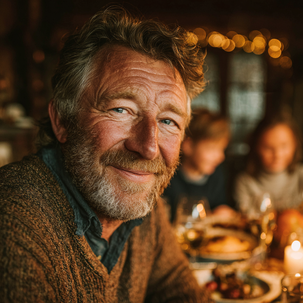 Una familia feliz comiendo | Fuente: Midjourney