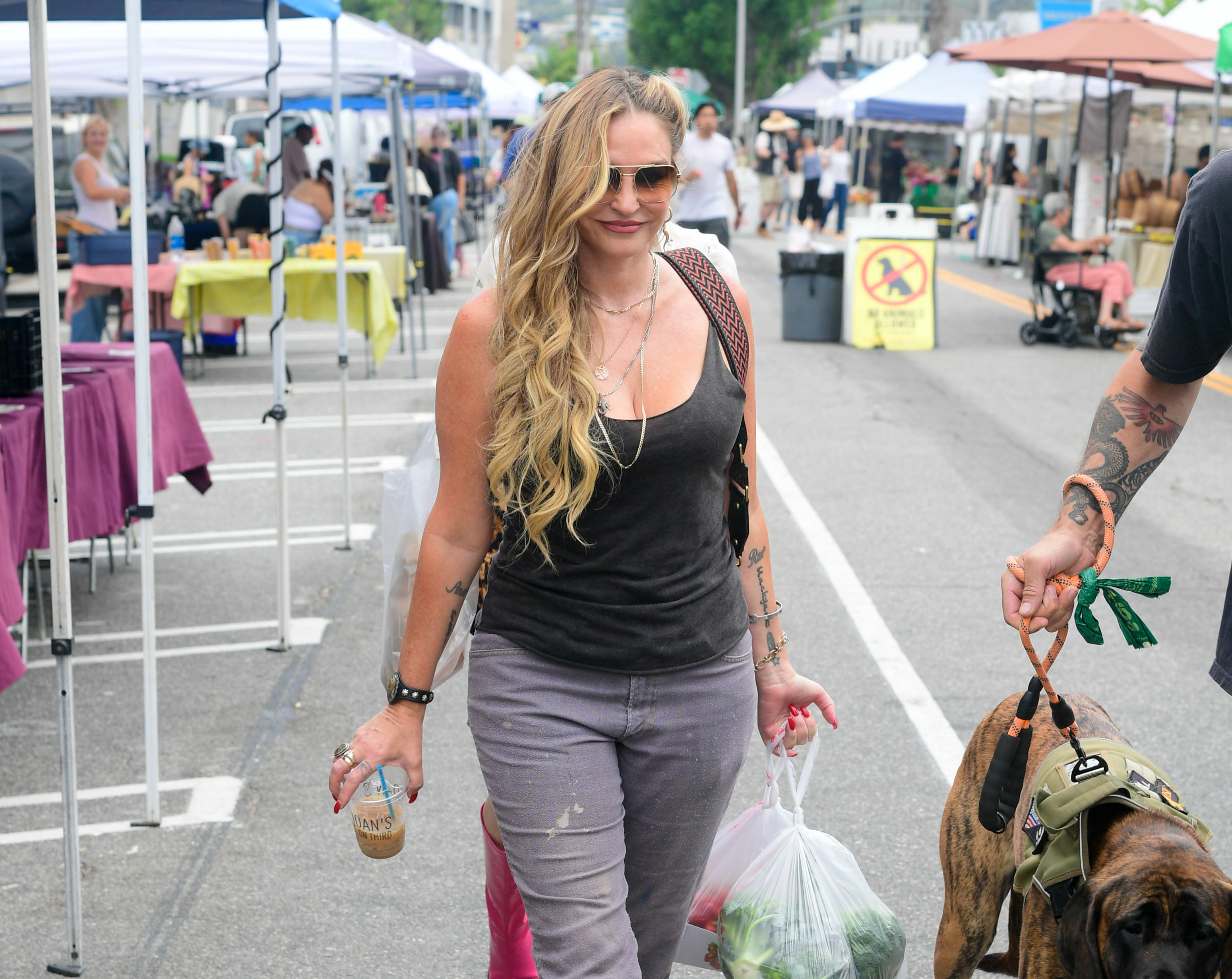 Drea de Matteo luchó con mucha dedicación por el bienestar de sus hijos. Durante esta salida, la vieron en un mercado de agricultores el 26 de julio de 2026, en Los Ángeles, California. | Fuente: Getty Images