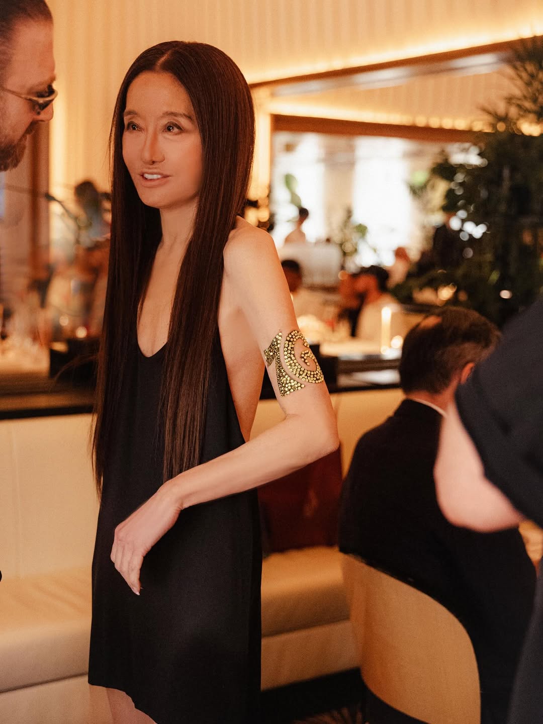 Vera Wang hablando con su amigo, Guram Gvasalia, en el restaurante Le Relais Plaza de París, Francia, según su publicación del 28 de junio de 2025 | Fuente: Instagram/verawang