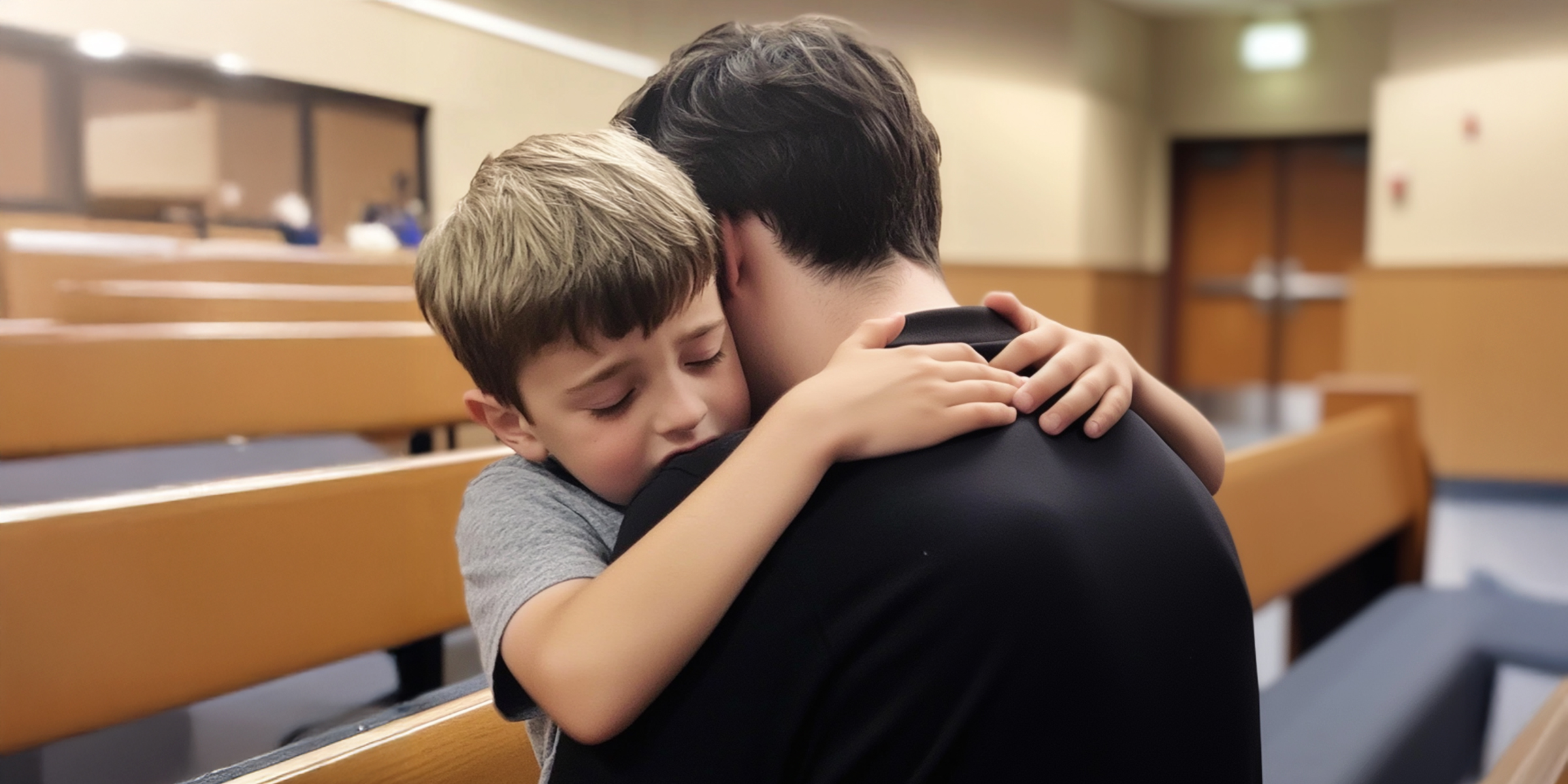 Niño pequeño abrazando a su hermano mayor | Fuente: Amomama