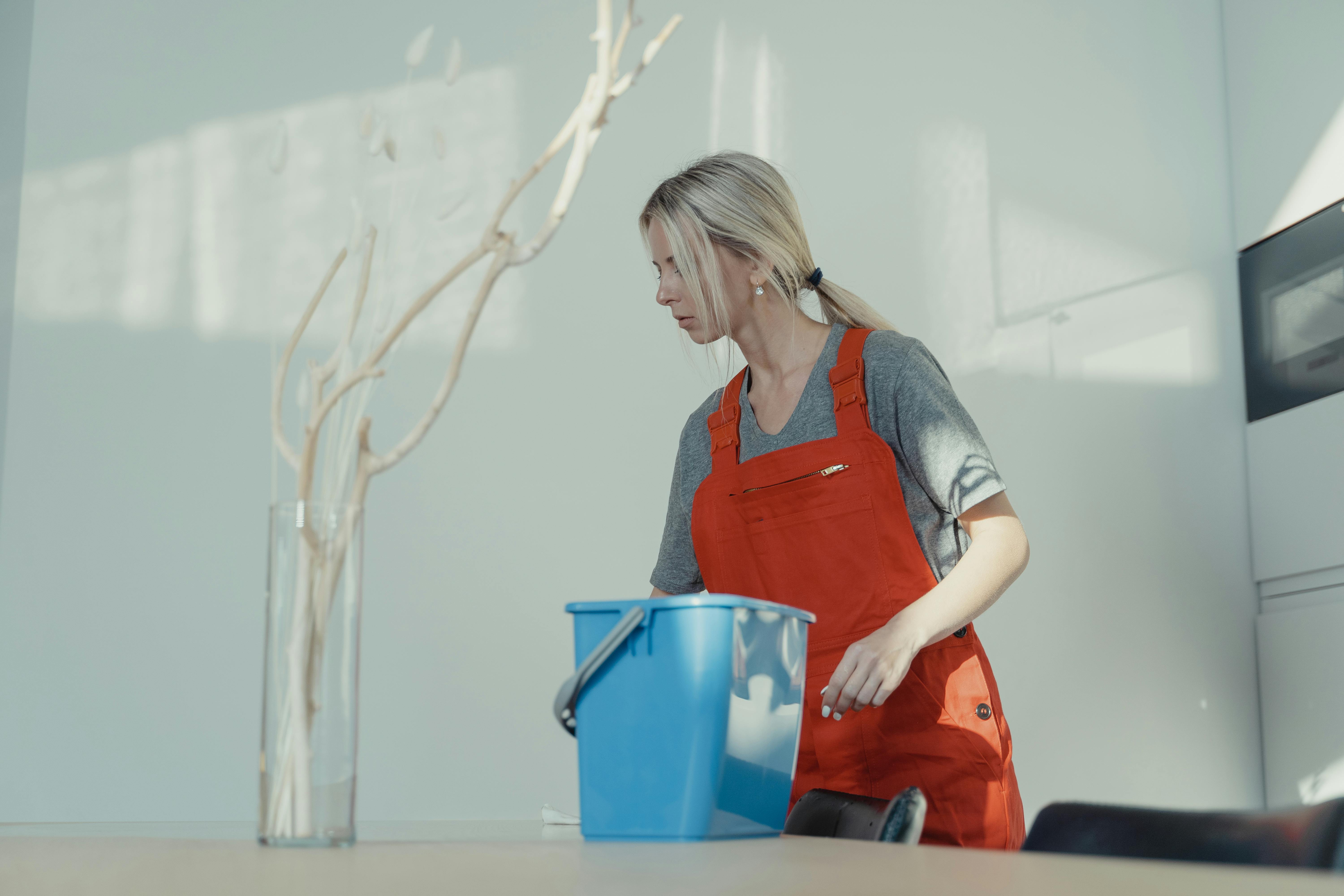 Mujer limpiando una oficina | Fuente: Pexels