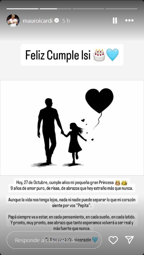 El mensaje de Mauro Icardi a su hija, Isabella, por su cumpleaños  | Fuente: Instagram/mauroicardi